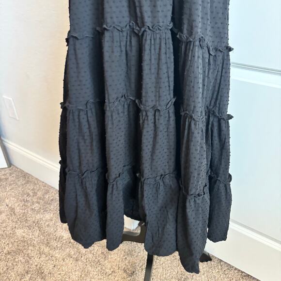 Kourt Calypso Women’s Swiss Dot Tiered Midi Dress Nap Style Black Sz L - Picture 10 of 12